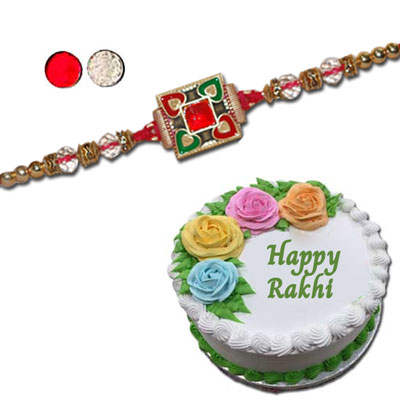 "Zardosi Rakhi - ZR-5210 A (Single Rakhi), Pineapple cake -1kg - Click here to View more details about this Product
